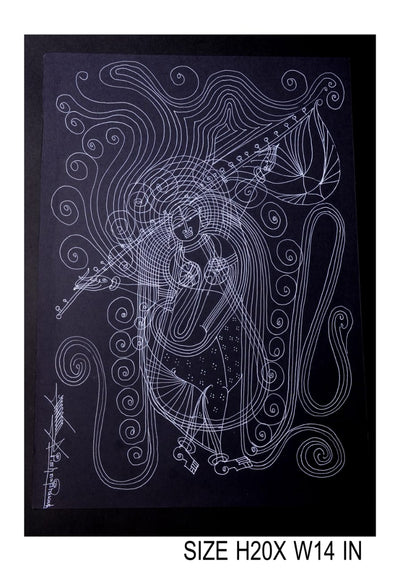 The Surpur Line Art Painting Mixed Media on Paper Unframed (Size: 22 x 16 inches) Artist: Krishna Prakash-Indiehaat
