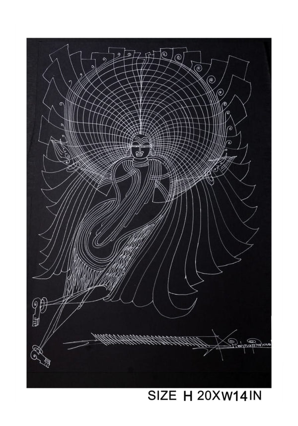 The Surpur Line Art Painting Mixed Media on Paper Unframed (Size: 22 x 16 inches) Artist: Krishna Prakash-Indiehaat