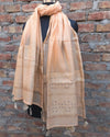 Chanderi Silk Dupatta Pale Peach Color Applique Work - IndieHaat