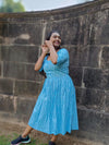 Pure Cotton Dress Ikkat Design Blue 25% Off - IndieHaat