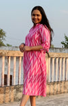 Pure Cotton Dress Ikkat Design Pink 25% Off - IndieHaat