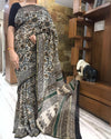 Chanderi Silk Saree Pale Beige Color Kalamkari Print with running blouse - IndieHaat