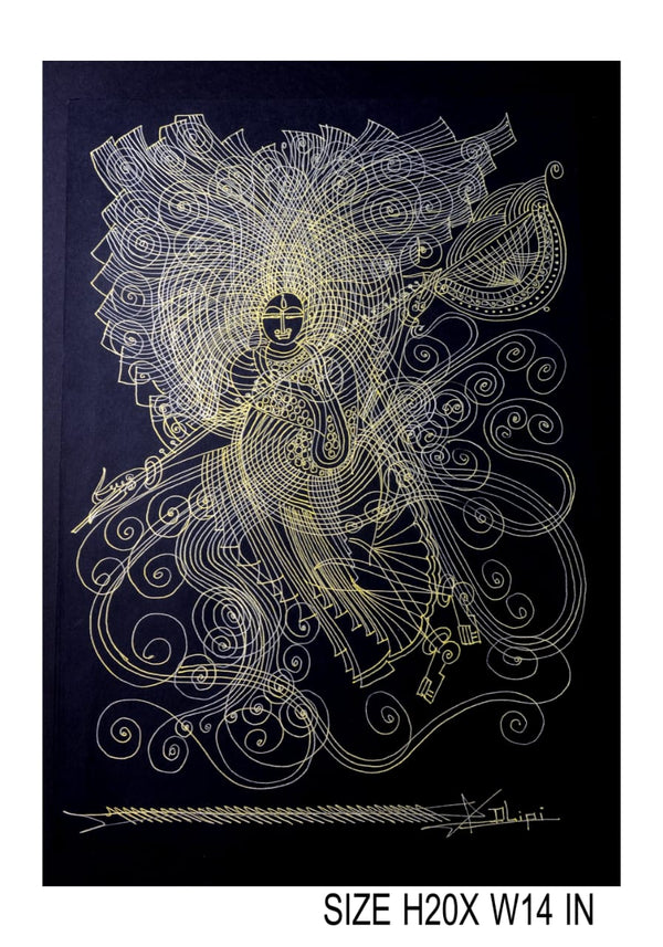 The Surpur Line Art Painting Mixed Media on Paper Unframed (Size: 22 x 16 inches) Artist: Krishna Prakash-Indiehaat