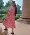 Pure Cotton Dress Ikkat Design Pink 25% Off - IndieHaat