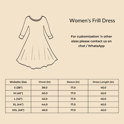 Size Chart for IndieHaat products - One Piece Frill Dress -IndieHaat