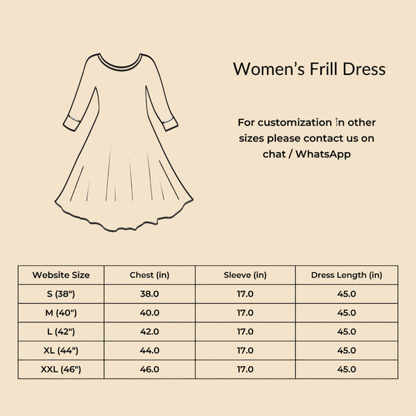 Size Chart for IndieHaat products - One Piece Frill Dress -IndieHaat