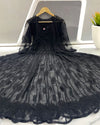 Georgette Anarkali Gown (56 kali) Black Color Chikankari work with inner - IndieHaat