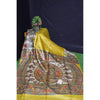 Silkmark Certified Tussar Silk Handloom Handblock Printed Yellow Saree with Blouse-Indiehaat