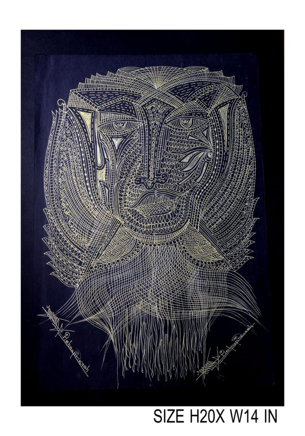 The Surpur Line Art Painting Mixed Media on Paper Unframed (Size: 22 x 16 inches) Artist: Krishna Prakash-Indiehaat