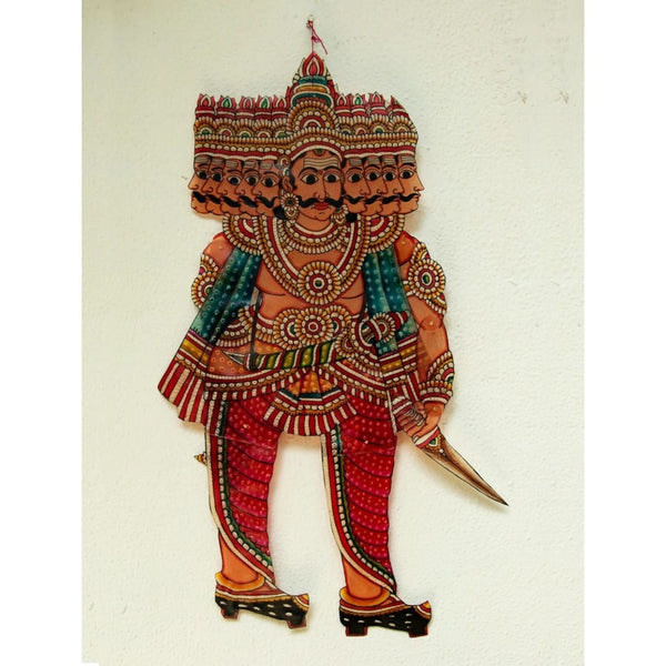 Multicolor Handcrafted Leather Ravana Painting-Indiehaat