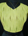 Pure Cotton Blouse Yellow Color Ikkat Design - IndieHaat