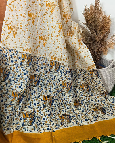 Khadi Silk Plain Suit Peach (Top+Bottom) with Printed Dupatta